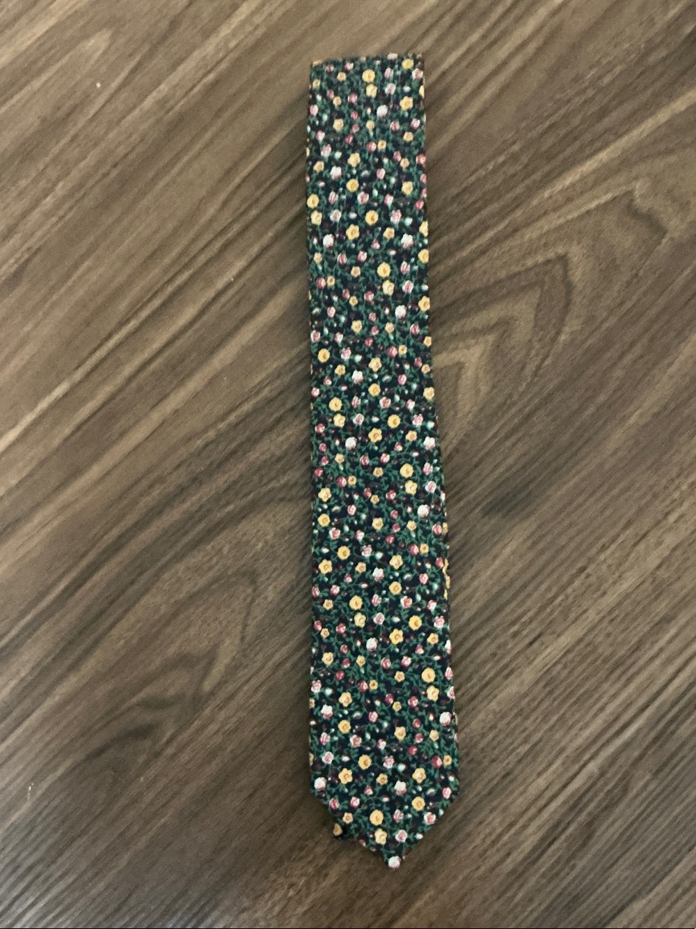Jcrew Men's Floral Tie in Dark Navy and Dark Green with Yellow & Pink Accents